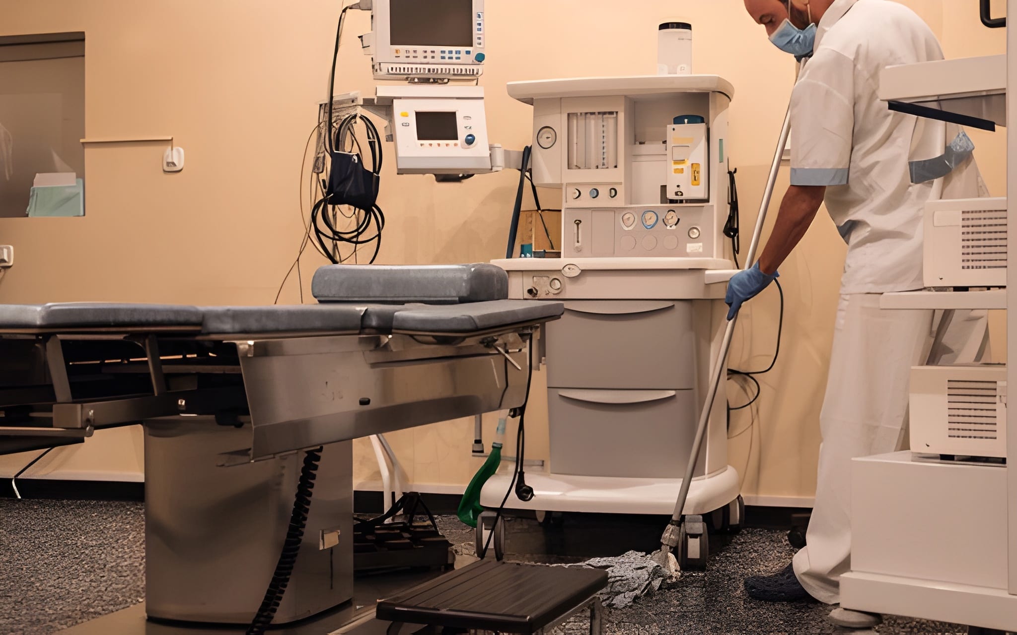 Hospital Cleaning 8 Cleaner mopping hospital operating room