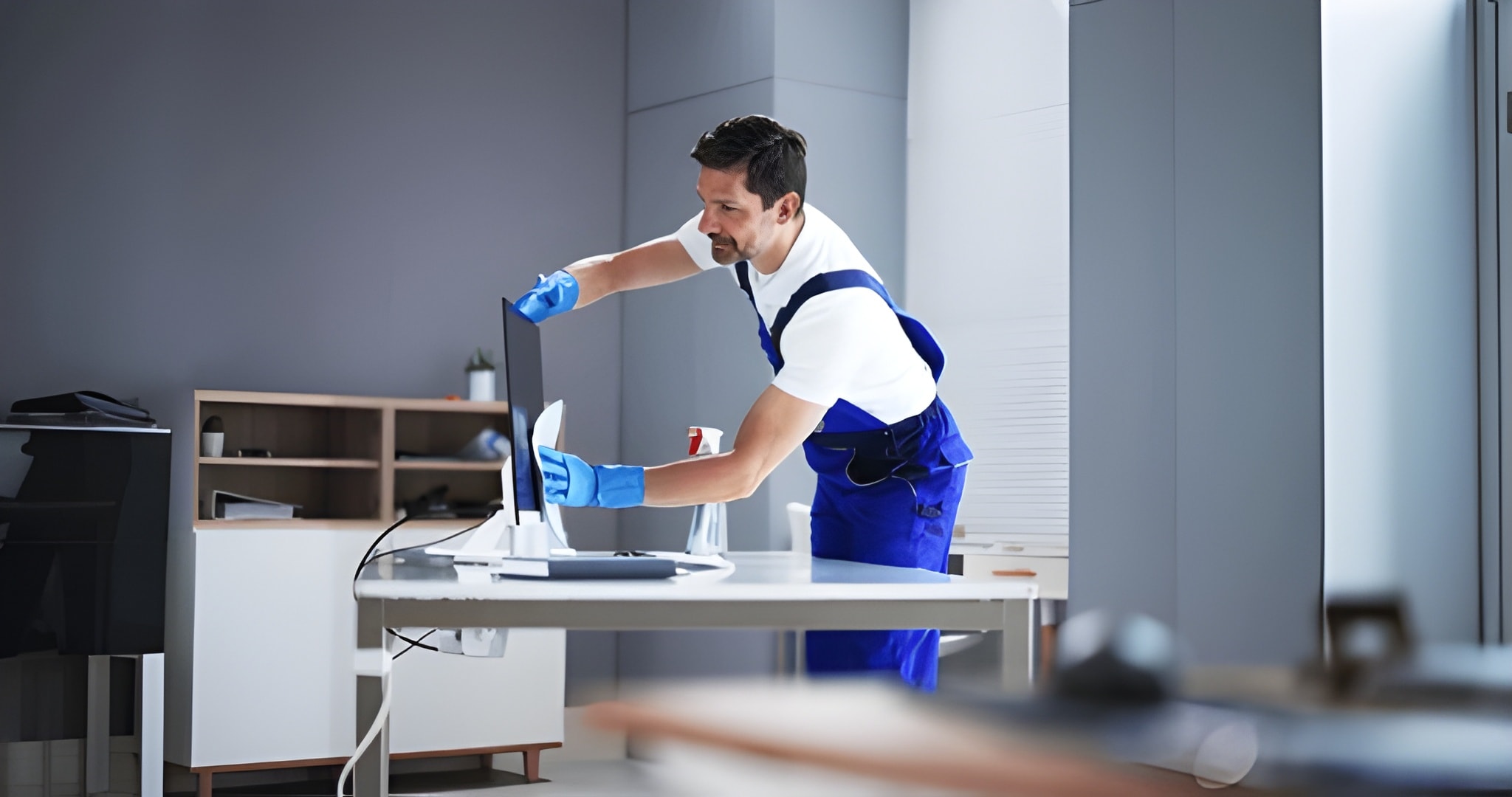 Professional cleaner providing eco-friendly office cleaning in Sharjah